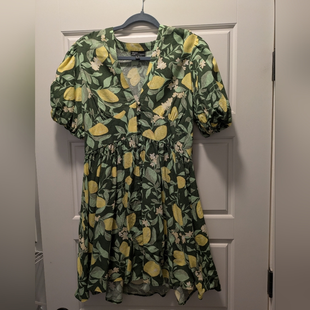 Vibrant Green Floral Mini Dress